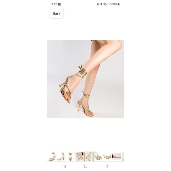 Size 8 Mostrin Gold Strappy Lace Up High Heel Stiletto Sexy Dress Shoes - Picture 2 of 9